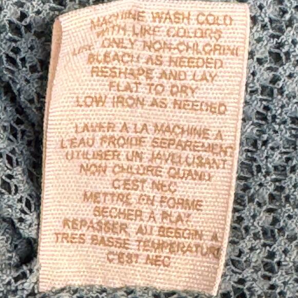 Free PeopleTextured Open Weave Fishnet Mesh Sheer Top Women No Size Boho Blue - Picture 12 of 12